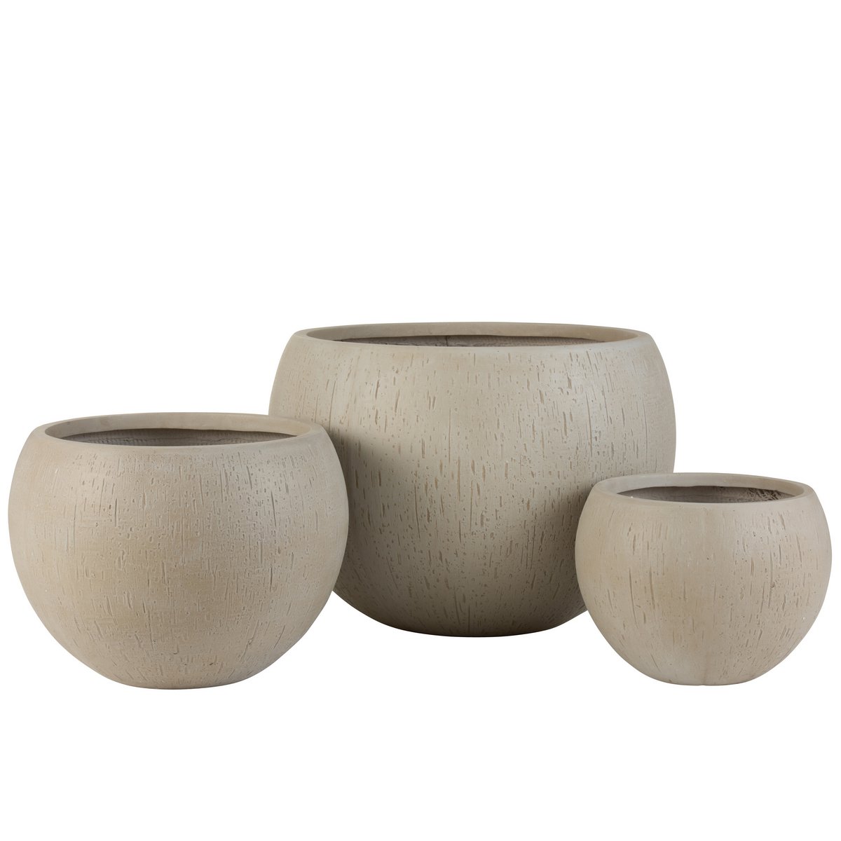 Pot de fleurs rond J-Line en céramique beige, style moderne, diamètre 55,5 cm
