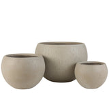 Pot de fleurs rond J-Line en céramique beige, style moderne, diamètre 55,5 cm