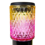 Brochettes décoratives solaires "Mila" 2 set, Ø 8,3 cm, 25 cm de haut, métal noir, verre lourd et structuré en rouge / jaune et en bleu / vert, LED intégré, blanc chaud