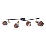 4 plafonds "Corbis", spot métallique en noir et or, avec prise E14, pour salle à manger, salon, couloir ou bureau, plafond à l'intérieur, 78 cm de long