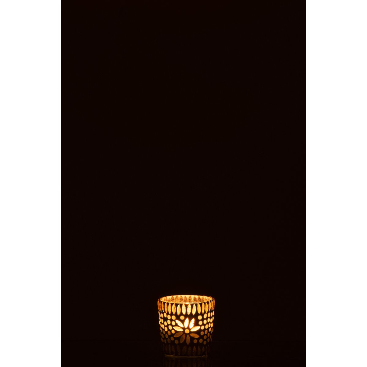 Bougeoir J-Line en verre jaune, vue latérale sur table