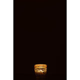 Bougeoir J-Line en verre jaune, vue latérale sur table