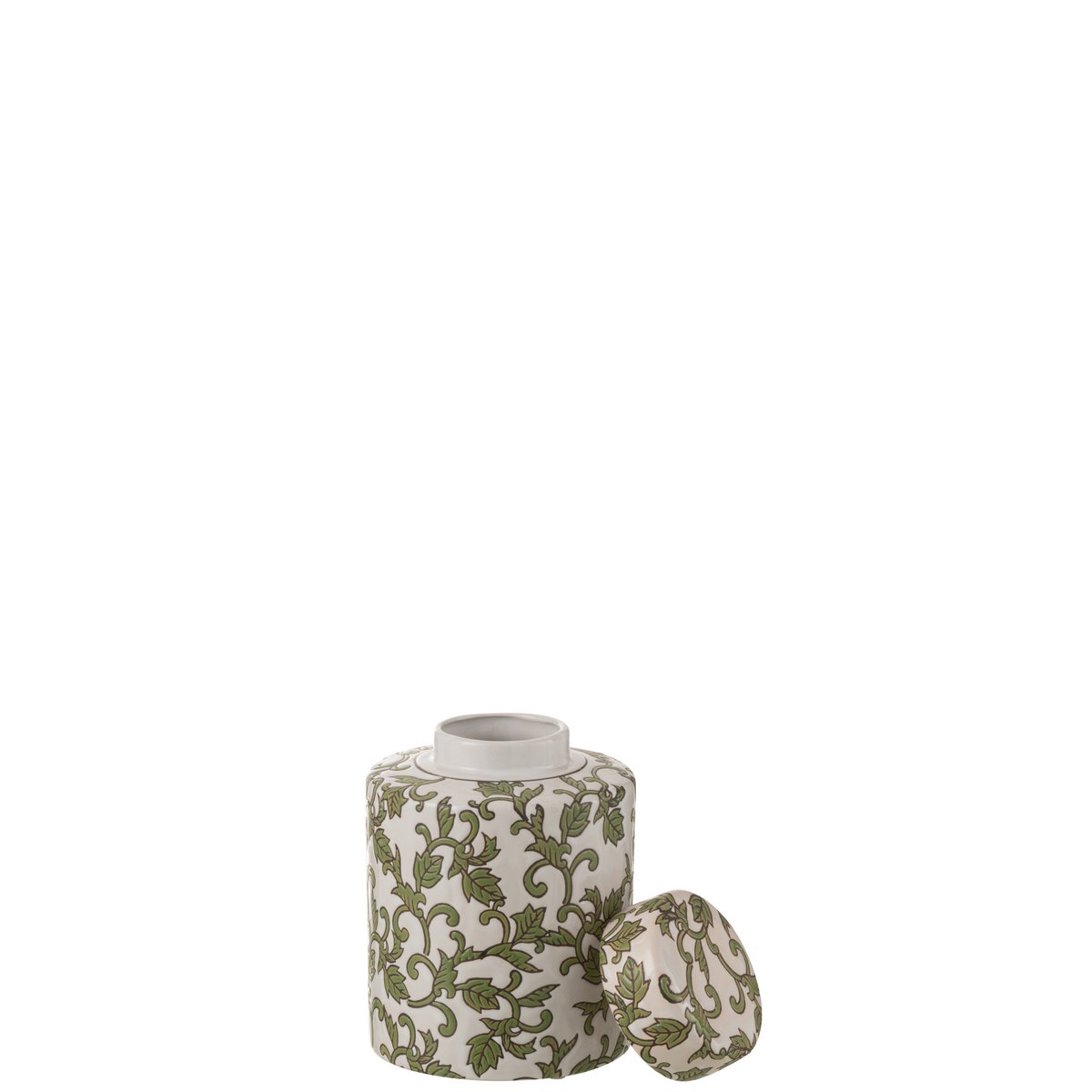 Détail du motif multicolore de la boîte Yezi en porcelaine