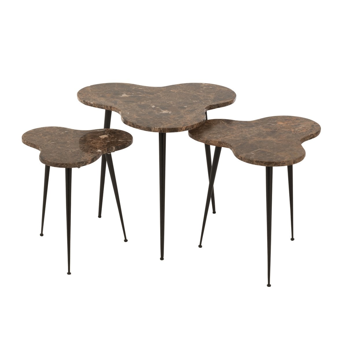 Table d'appoint J-Line en marbre marron et métal noir dans un cadre chic