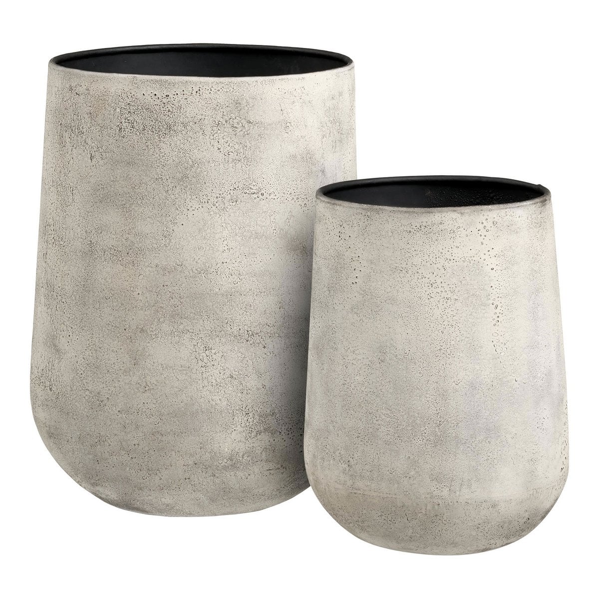 Set de 2 pots décoratifs Hou en métal beige antique, vue d'ensemble