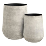 Set de 2 pots décoratifs Hou en métal beige antique, vue d'ensemble