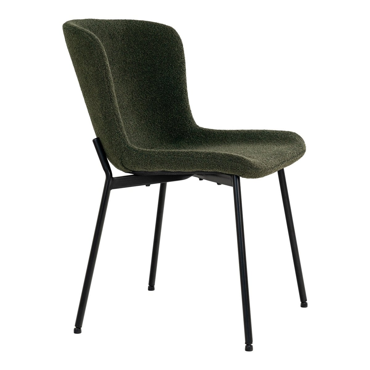 Chaise Maceda en bouclé vert foncé, vue latérale