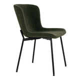 Chaise Maceda en bouclé vert foncé, vue latérale