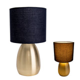 Lampe de table "Aurum" 33 cm de haut en or / noir, en métal et textile, avec version E14, éclairage pour salle à manger, salon, couloir ou bureau