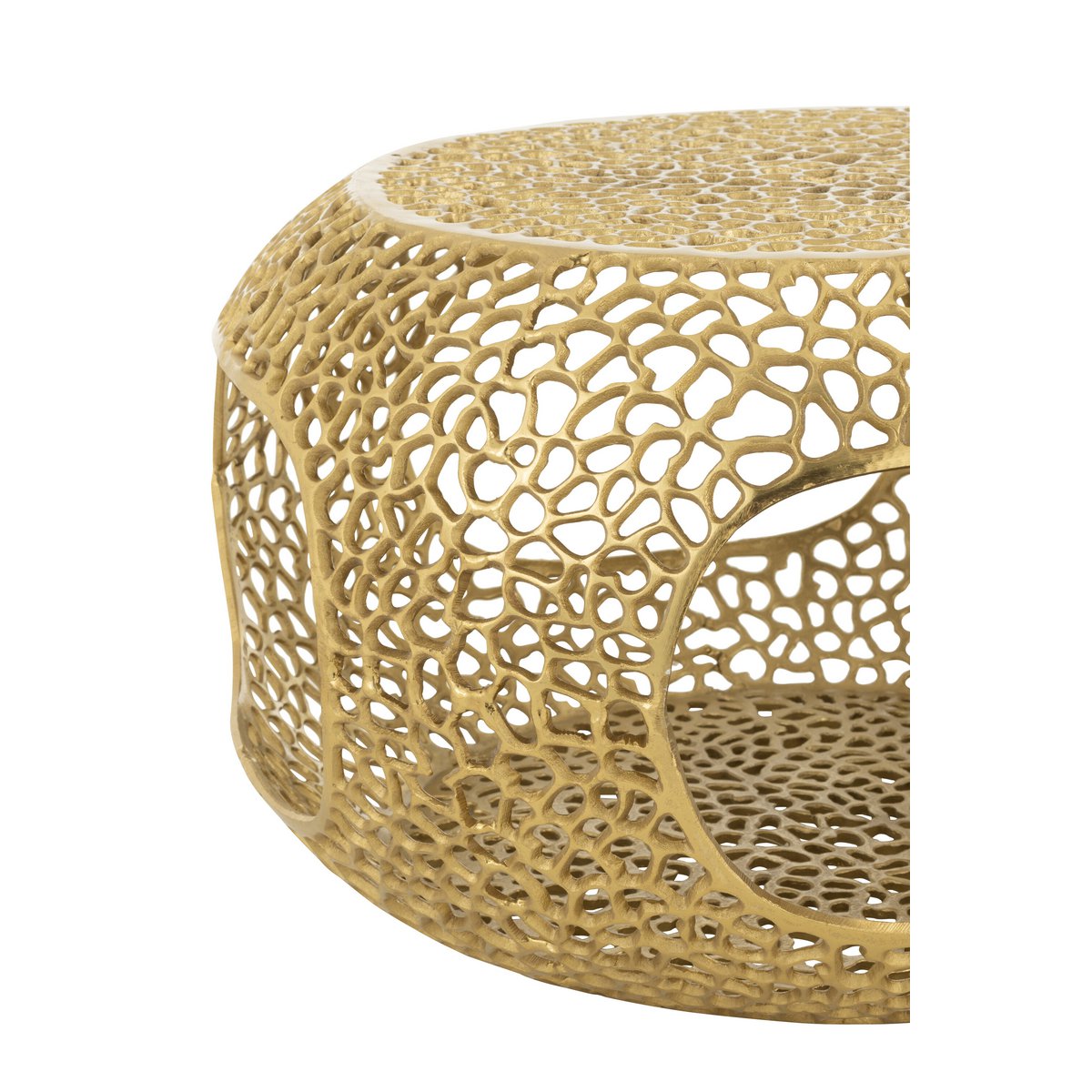 Table basse J-Line en aluminium doré, vue de face