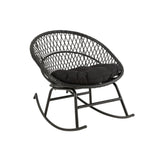 Rocking chair J-Line Zayo en métal et osier noir, vue de face