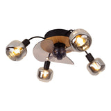 Plafond comprenant le ventilateur "Fumoso", en noir, brun et nature, pour E27, Ø 51 cm