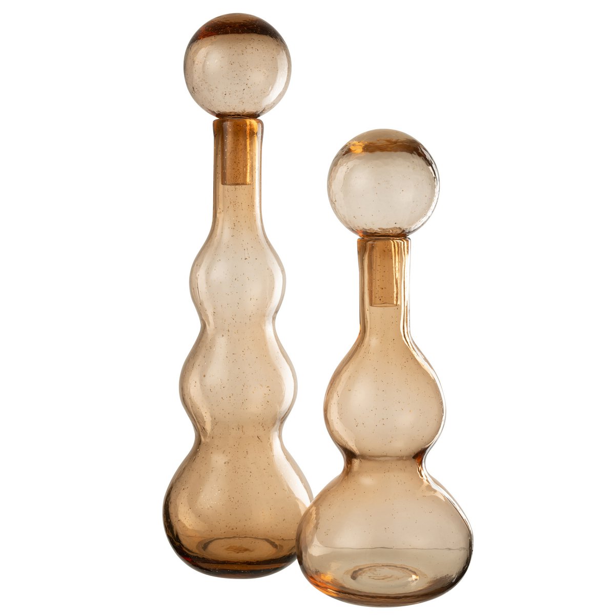 Flacon déco J-Line en verre caramel, détail du bouchon