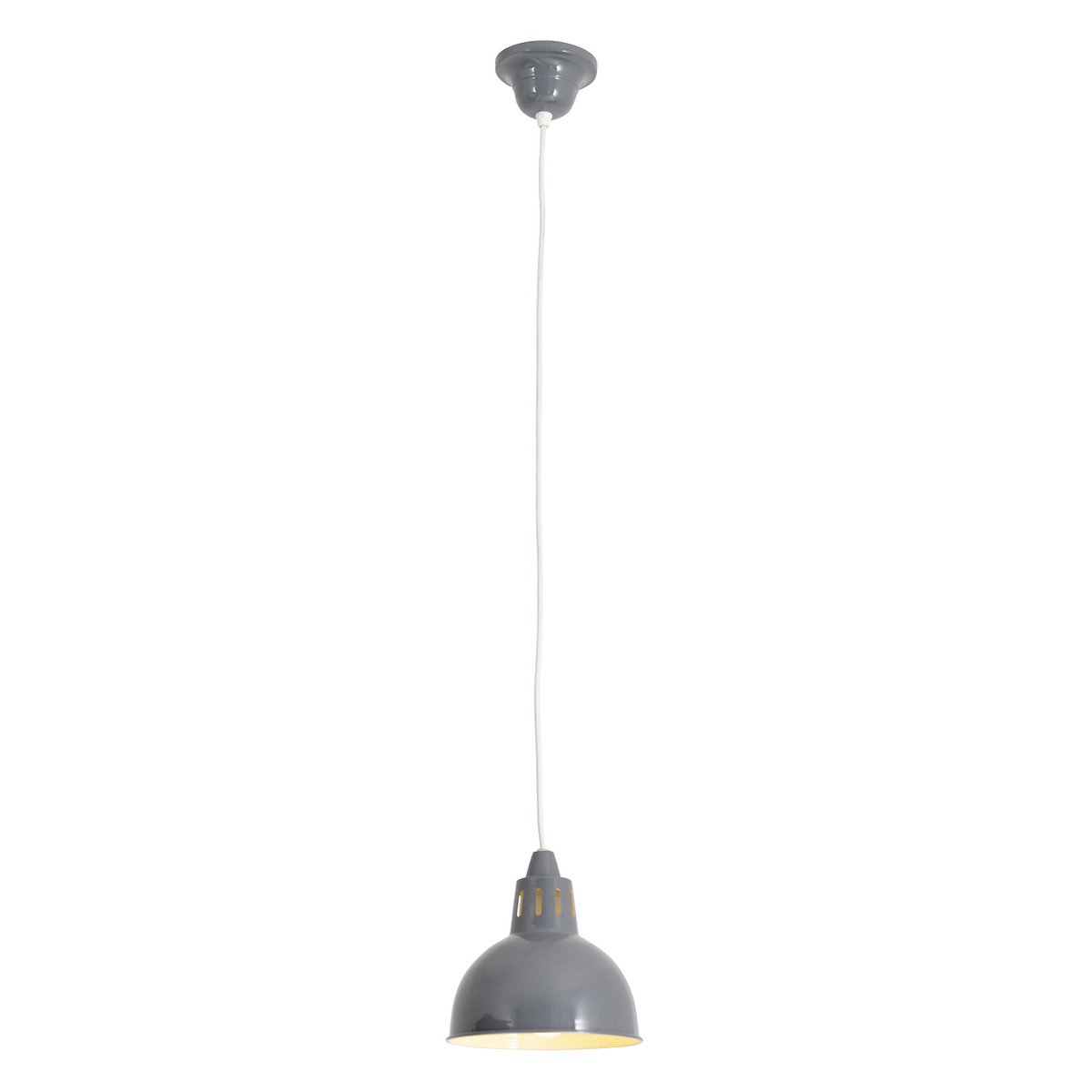 Pendentif en métal 'Desira' gris, design rétro classique avec une finition élégante.