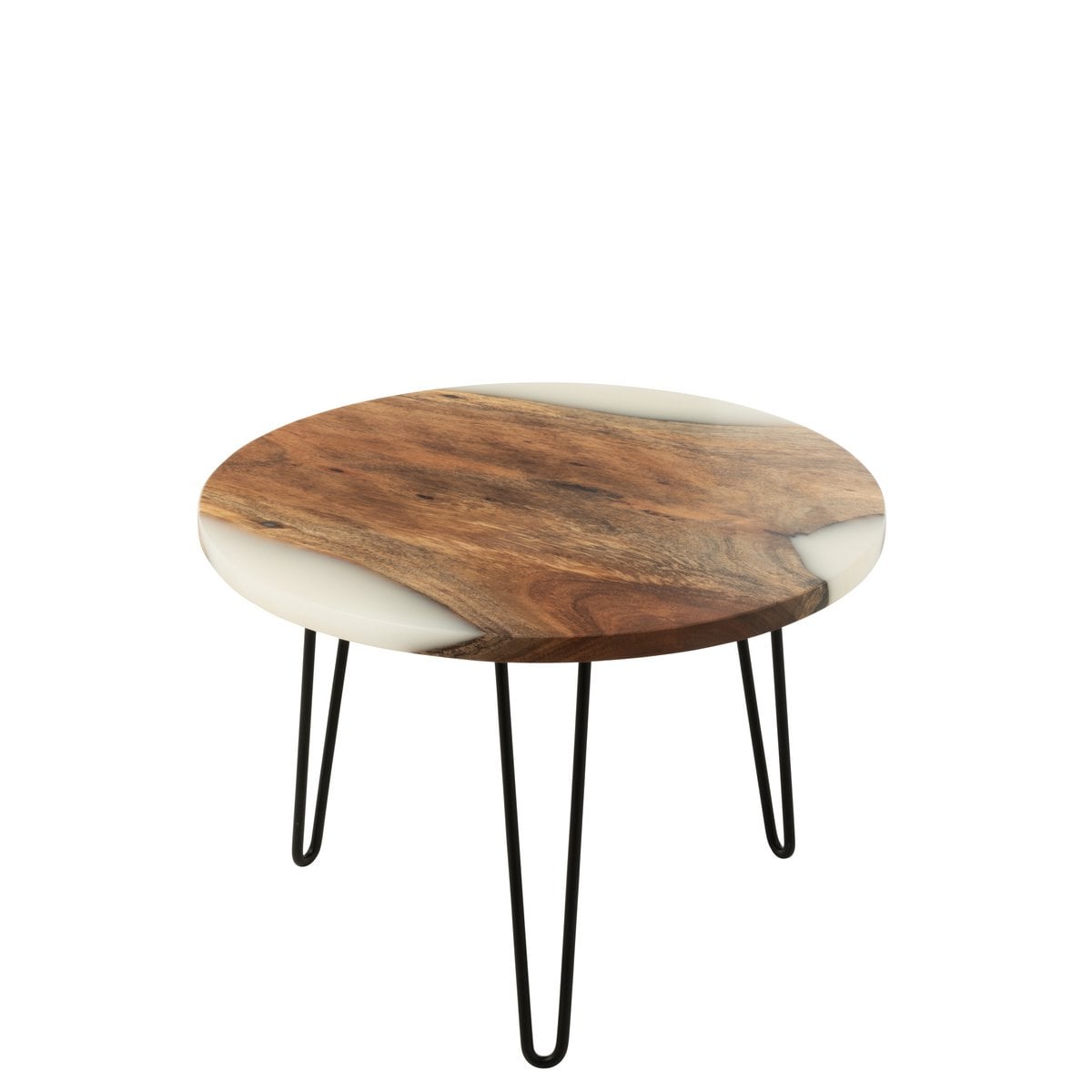 Table d'appoint J-Line Round avec accessoires déco sur la surface