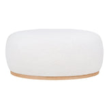 Pouf Manhattan Blanc en tissu teddy, vue de face