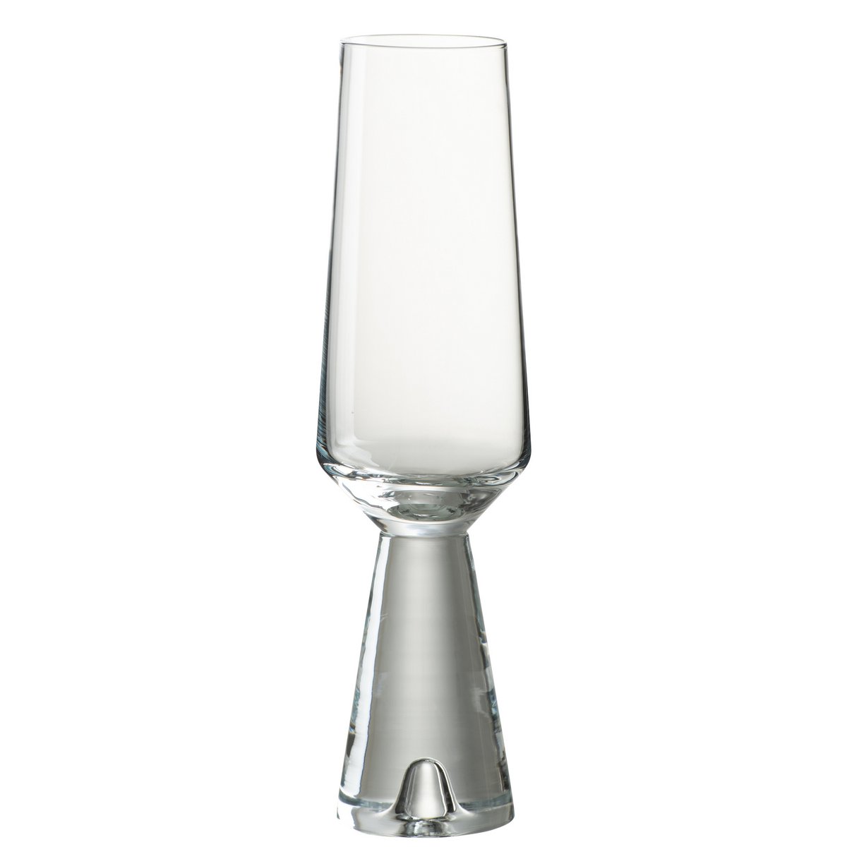 Détail du verre à champagne J-Line Walker sur une table moderne