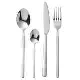 Couverts J-Line en acier inoxydable avec finition argent brillant, boîte de 24 pièces.