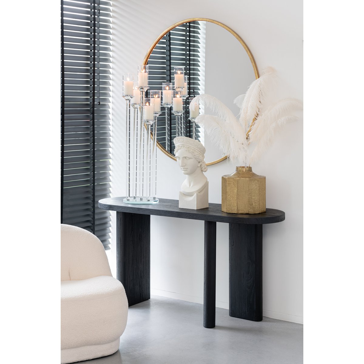 Bougeoir J-Line 5 grands en verre, mise en scène décorative
