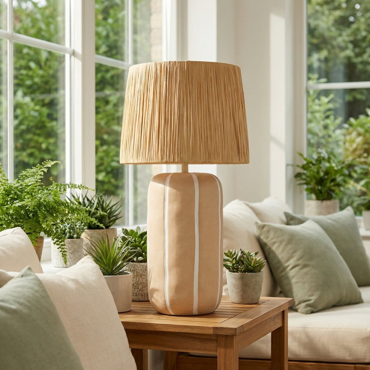 Lampe à poser Denton Beige avec base en céramique et abat-jour neutre