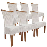 Chaises de salle à manger ensemble chaises de rotin Perth 6 morceaux de chaises de table à manger chaises de panier blanc durable