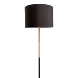 Lampe debout textile "Tessile", lampadaire en métal, arbre en caoutchouc et tissu en noir et nature, socket e27, 126 cm de haut