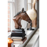 Tête de cheval J-Line en polyrésine marron, vue de face