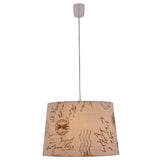 Pendentif textile "imprimé", jeune vivant, lampe suspendue, textile en marron, socket e27, pour salle à manger, salon, couloir ou bureau, Ø40 cm