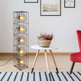 Lampe de lampe en verre "Cesta" lampadaire en fil de métal noir et verre teinté, avec douille E27, 95 cm de haut, pour salle à manger, salon, couloir ou bureau,
