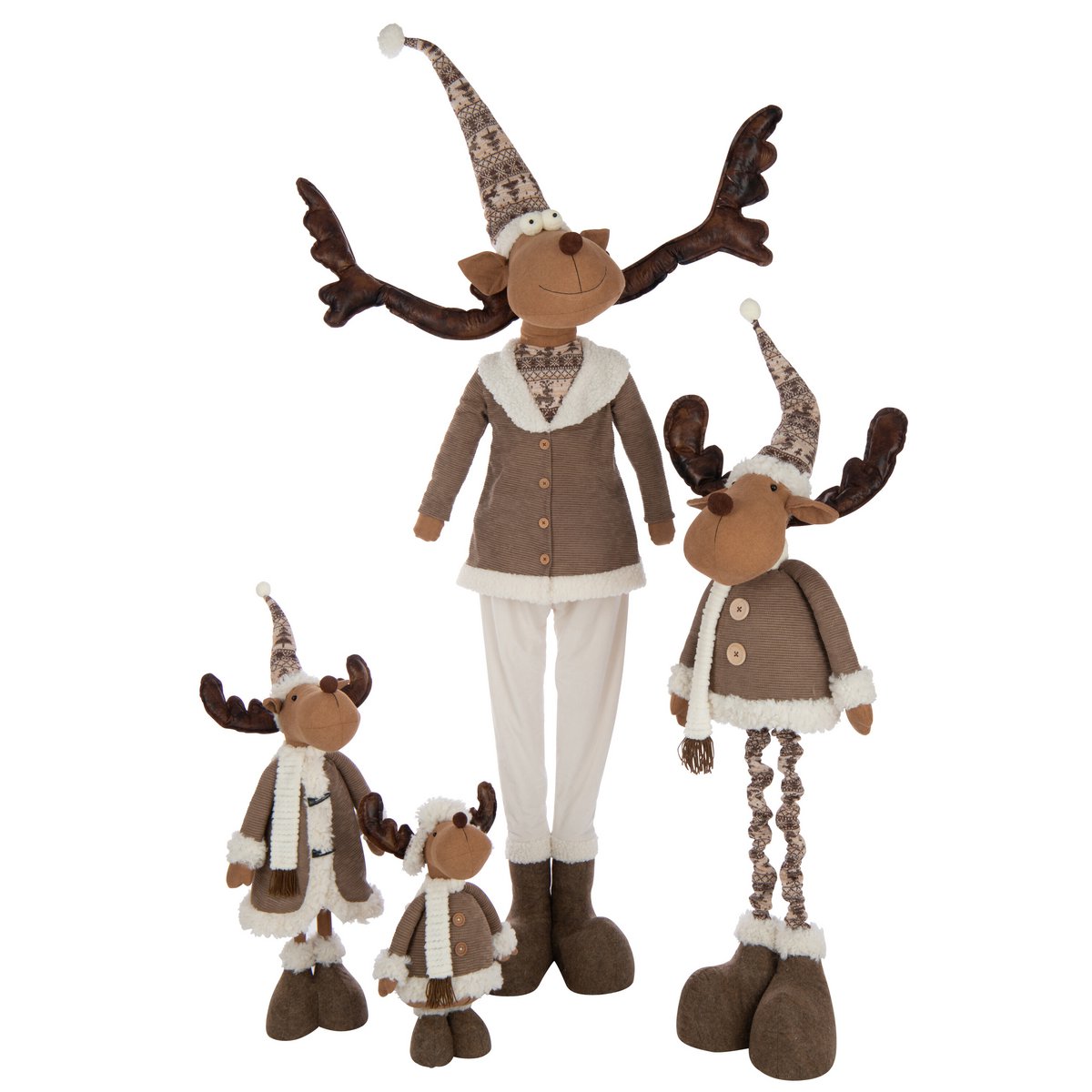 Figurine J-Line Renne Télescopique en textile multicolore, vue de face