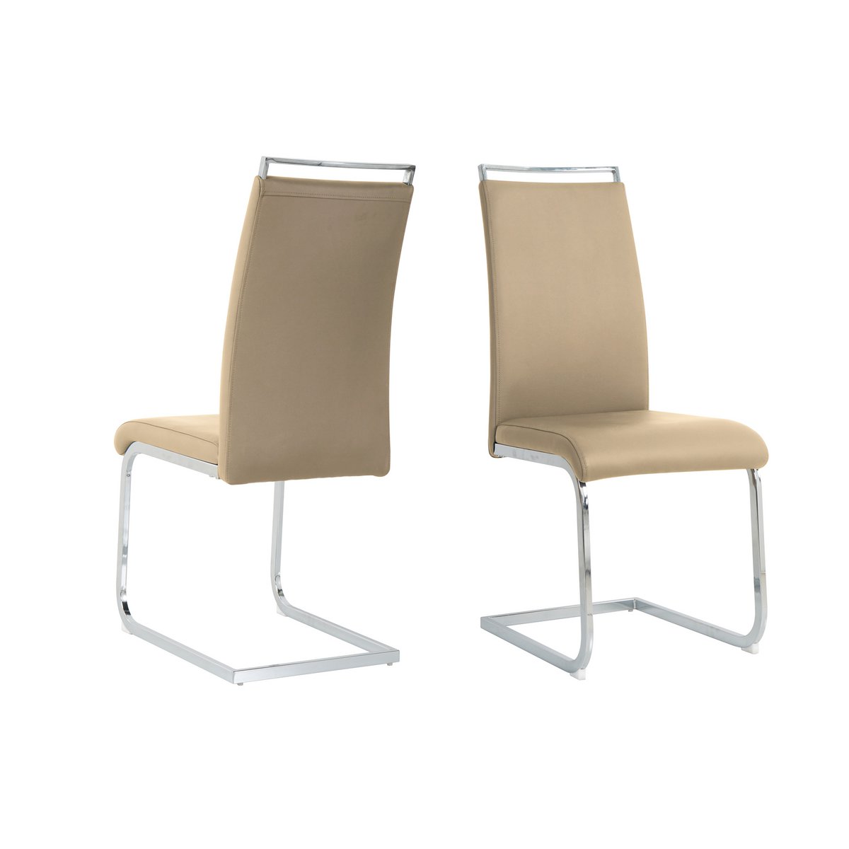 Chaise cantilever en simili cuir noir avec pieds chromés