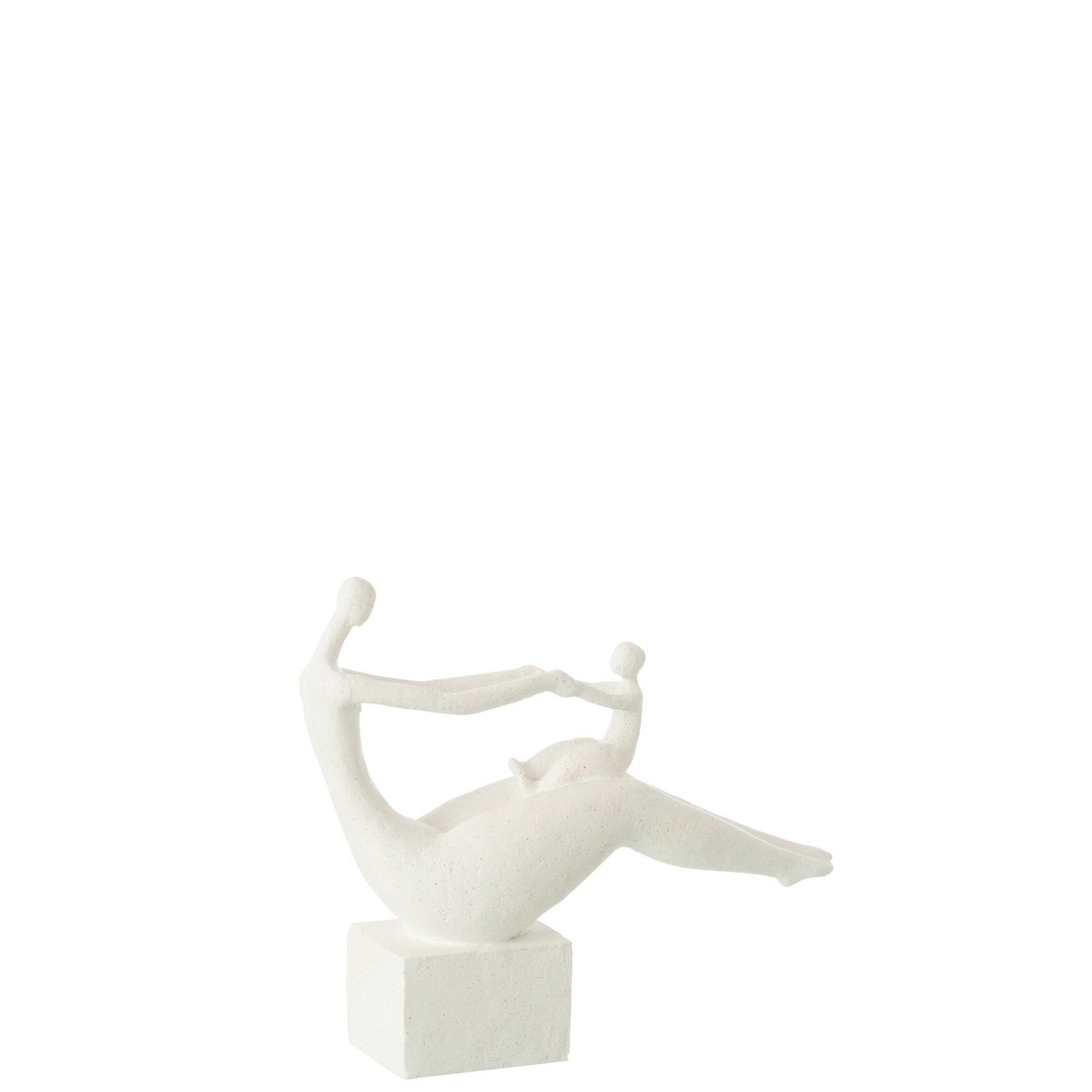 Sculpture Mère+Enfant J-Line en résine blanche, vue de face.