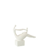Sculpture Mère+Enfant J-Line en résine blanche, vue de face.