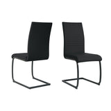 Chaises cantilever en similicuir noir, vue de face