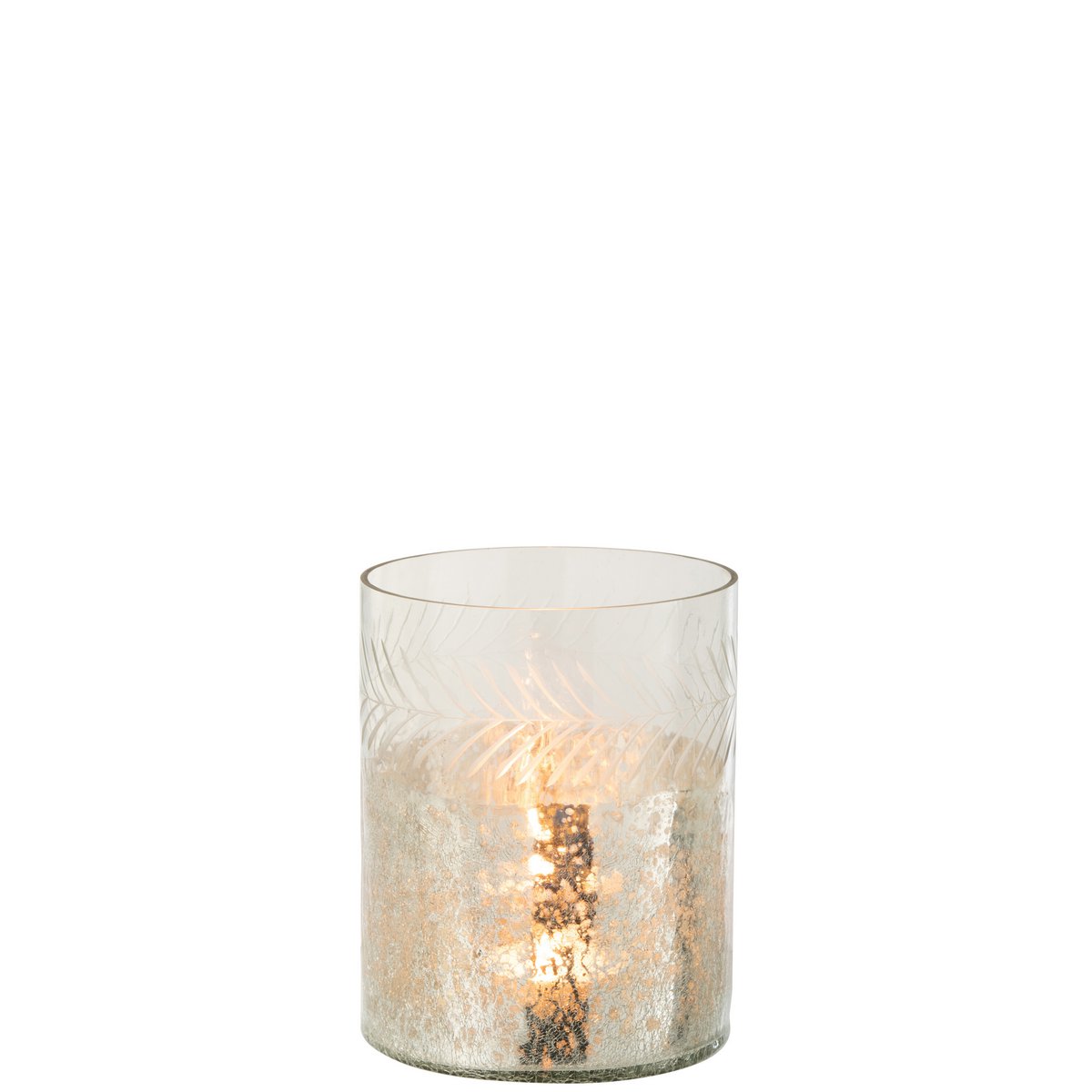 Détail du verre craquelé de la lanterne J-Line Classic Crackle