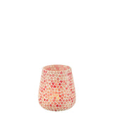 Bougeoir J-Line Hart Mosaic en verre rose - vue de face