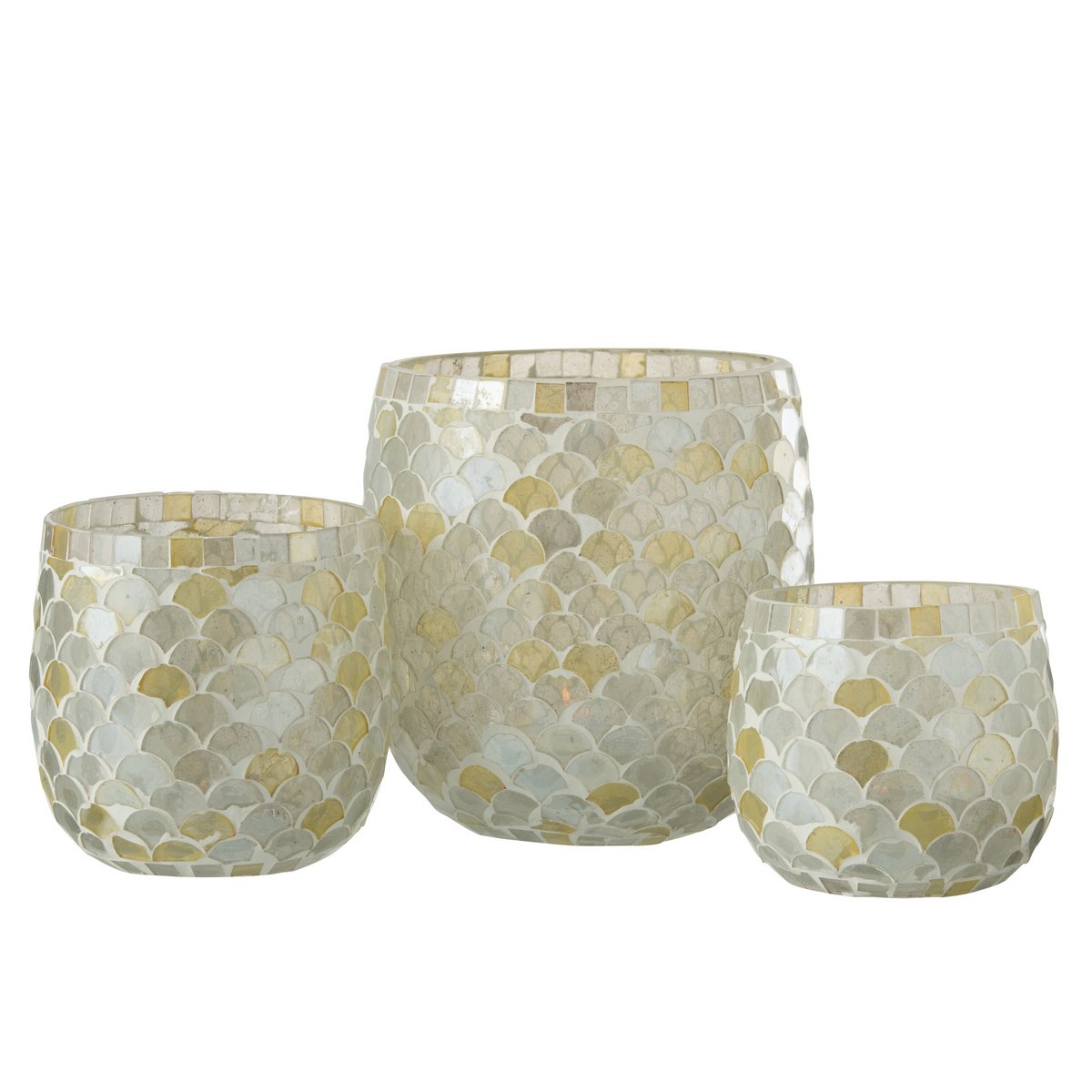 Vue latérale du bougeoir Mosaic en verre jaune J-Line