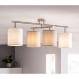 4 plafonds "Tilde", lampe plafond en métal classique et textile en gris avec une prise E27, 82 cm de long, les parapluies sont réglables, idéaux pour le salon, la salle à manger et la chambre