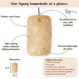Abat-jour en bambou tressé – Lampe à suspension faite main AGUNG (Ø 22 cm)