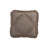 Coussin J-Line Fringe Square en coton taupe avec franges élégantes