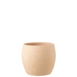 Pot de fleur J-Line Enya en céramique beige, décoré avec des plantes