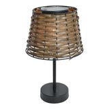 Roard léger de table solaire "Rada" en marron, avec capteur crépusculaire, blanc chaud, 31 cm de haut, pour la zone extérieure