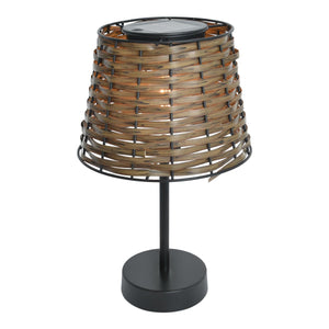 Roard léger de table solaire "Rada" en marron, avec capteur crépusculaire, blanc chaud, 31 cm de haut, pour la zone extérieure
