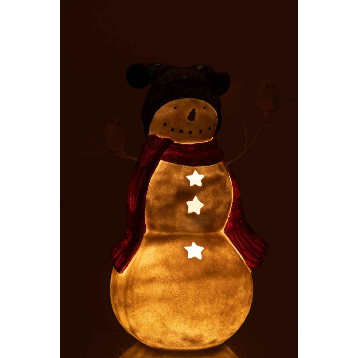 Profil de la figurine bonhomme de neige J-Line, montrant sa hauteur impressionnante.
