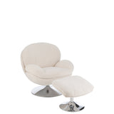 Fauteuil relax J-Line en métal et contreplaqué crème avec repose-pieds argenté