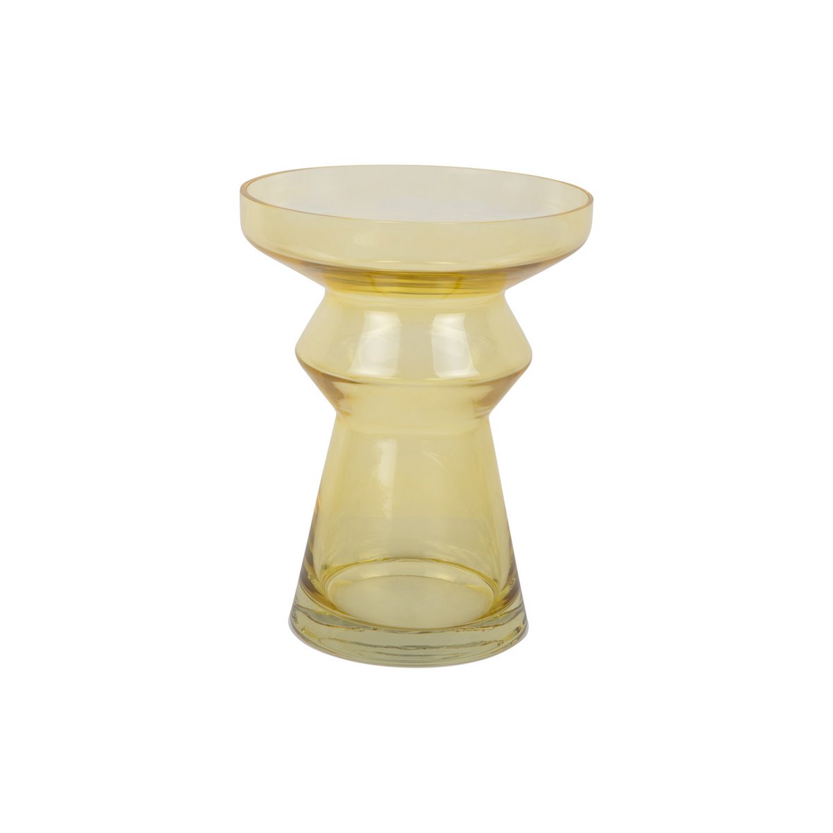 Vase Majesté en verre transparent avec design géométrique et couleur jaune