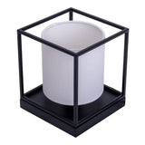 Lampe de table "bêta" blanche en métal avec parapluie de tissu en blanc, avec socket E14, lampe pour le salon, salle à manger, couloir et bureau, 15 x 15 x 17 cm
