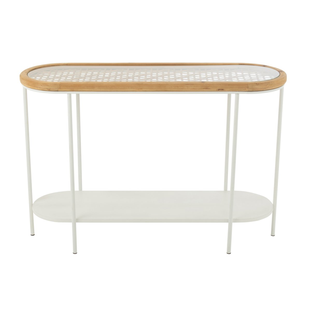 Console Épicéa et métal blanc vue avant, design scandinave