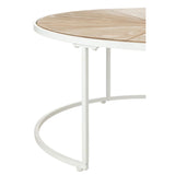 Table d'appoint J-Line Relax vue de face, design moderne en métal et bois.