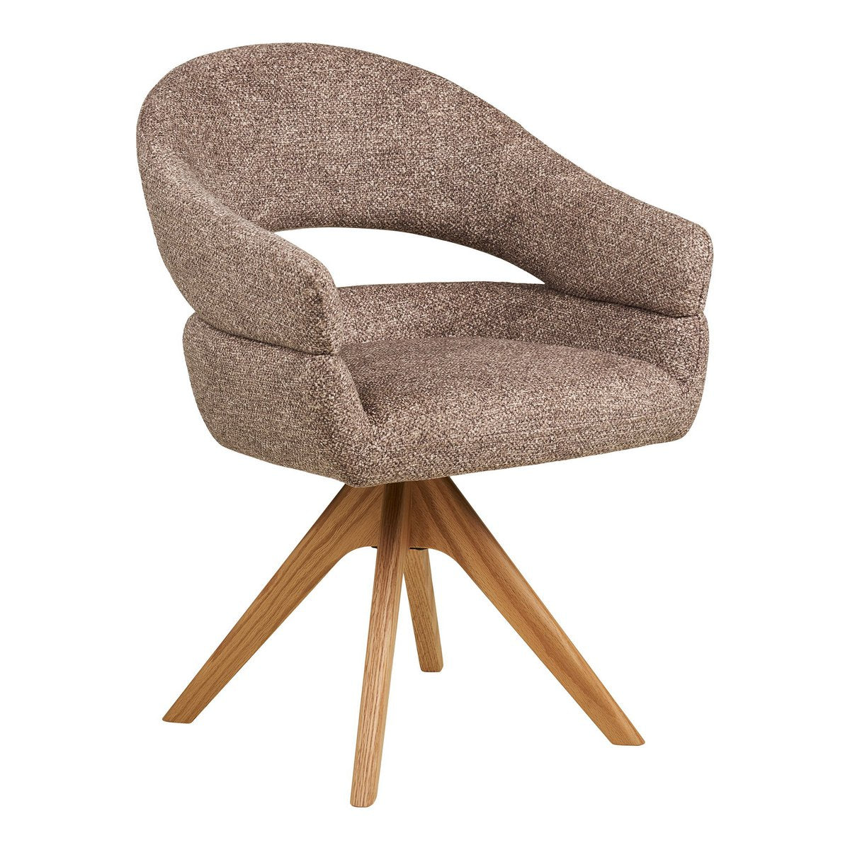 Chaise Dover avec pieds pivotants en chêne naturel, vue de face